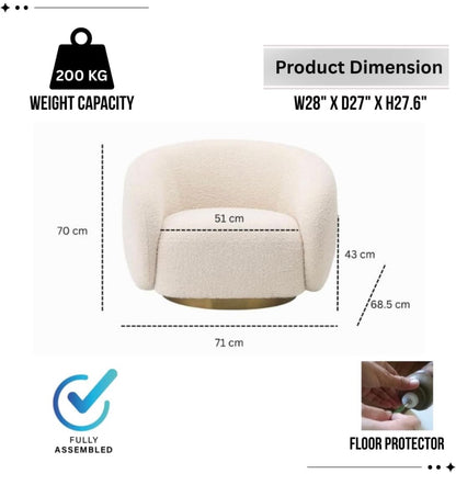 Luxury Accent Arm Chair 360 Degree Rotatable Sofa