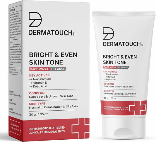 DERMATOUCH Bright & Even Tone Face Wash with Niacinamide, Vitamin E and Kojic Acid