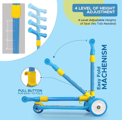 Kids 3-Wheel Kick Scooter | Foldable, Adjustable & Smooth Ride